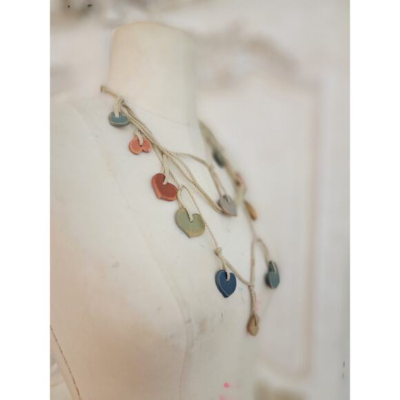 Handmade Wooden Heart Necklace Boho Chic Festival Hippie Inspired Stackable - Picture 3 of 6